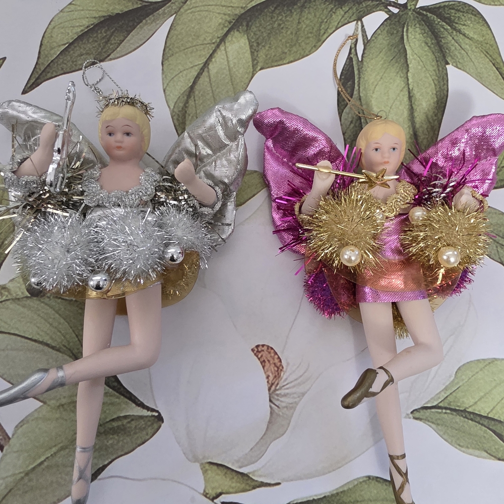 Silver and Pink Angel Ornaments